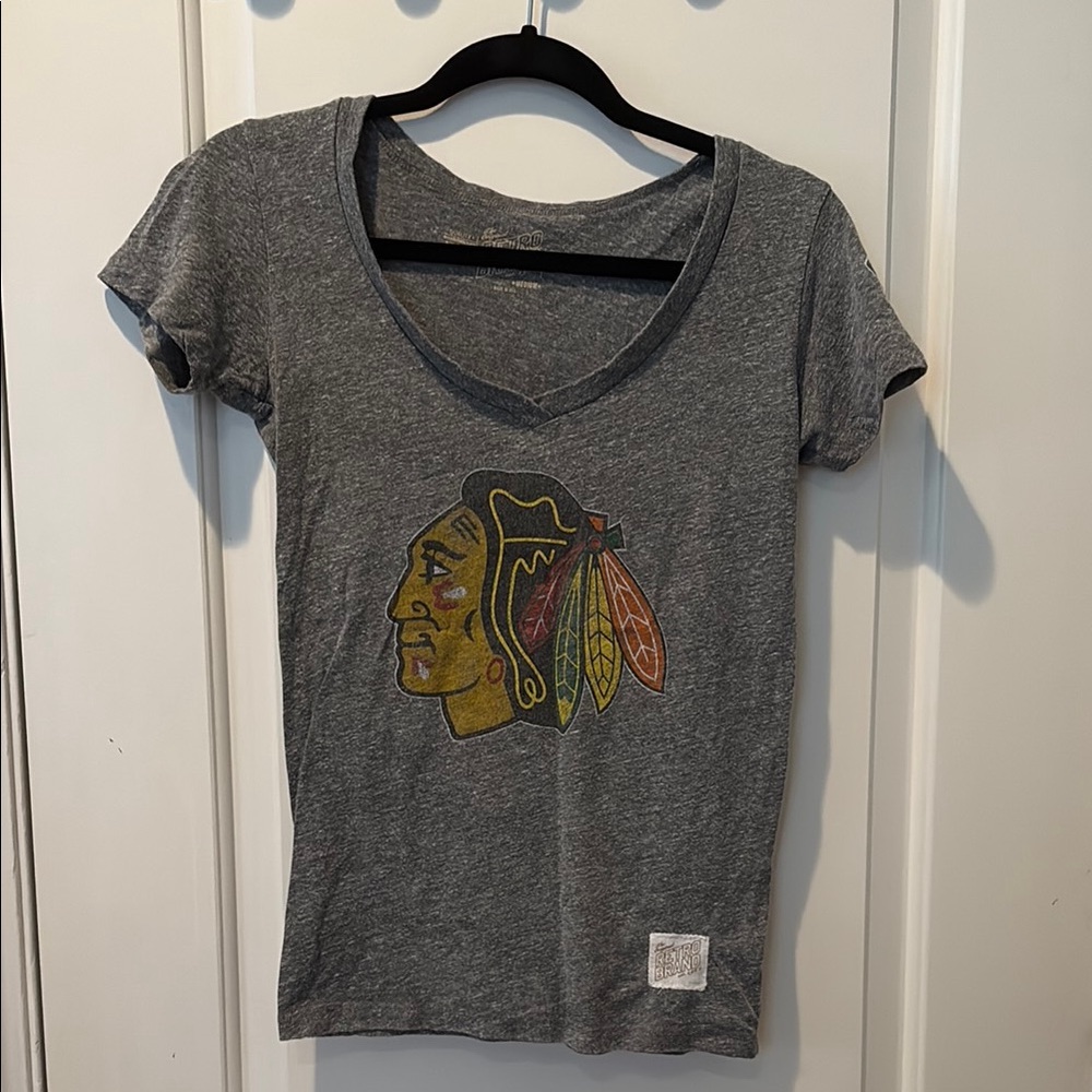 Original Retro Brand Gray Chicago Blackhawks Graphic Tee